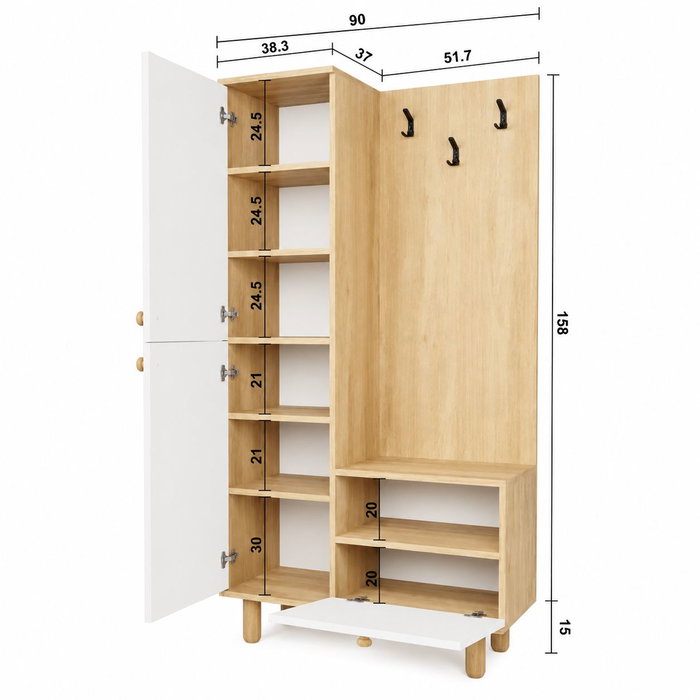 Hanah Home Forma 1600-206 Blanco y roble